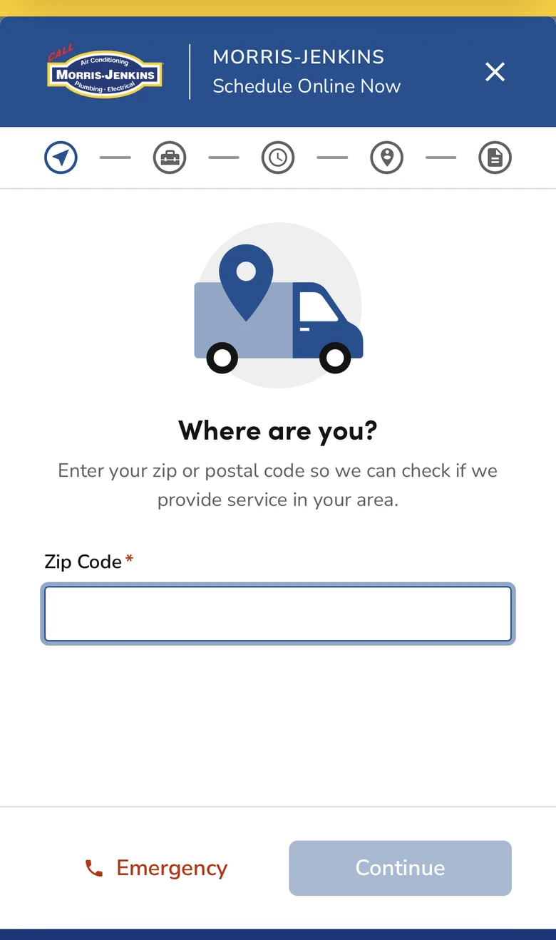 Online booking open to every homeowner. Zip code in, appointment locked, day or night.