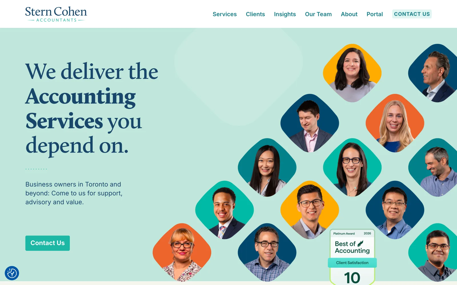 Stern Cohen LLP, Mobile-first responsive interface. (desktop)