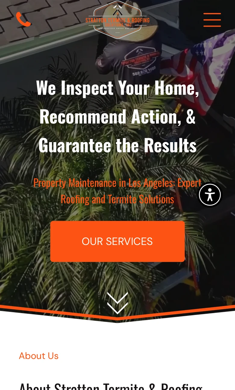 The phone version opens on the video hero and the promise. Inspect, recommend, guarantee.