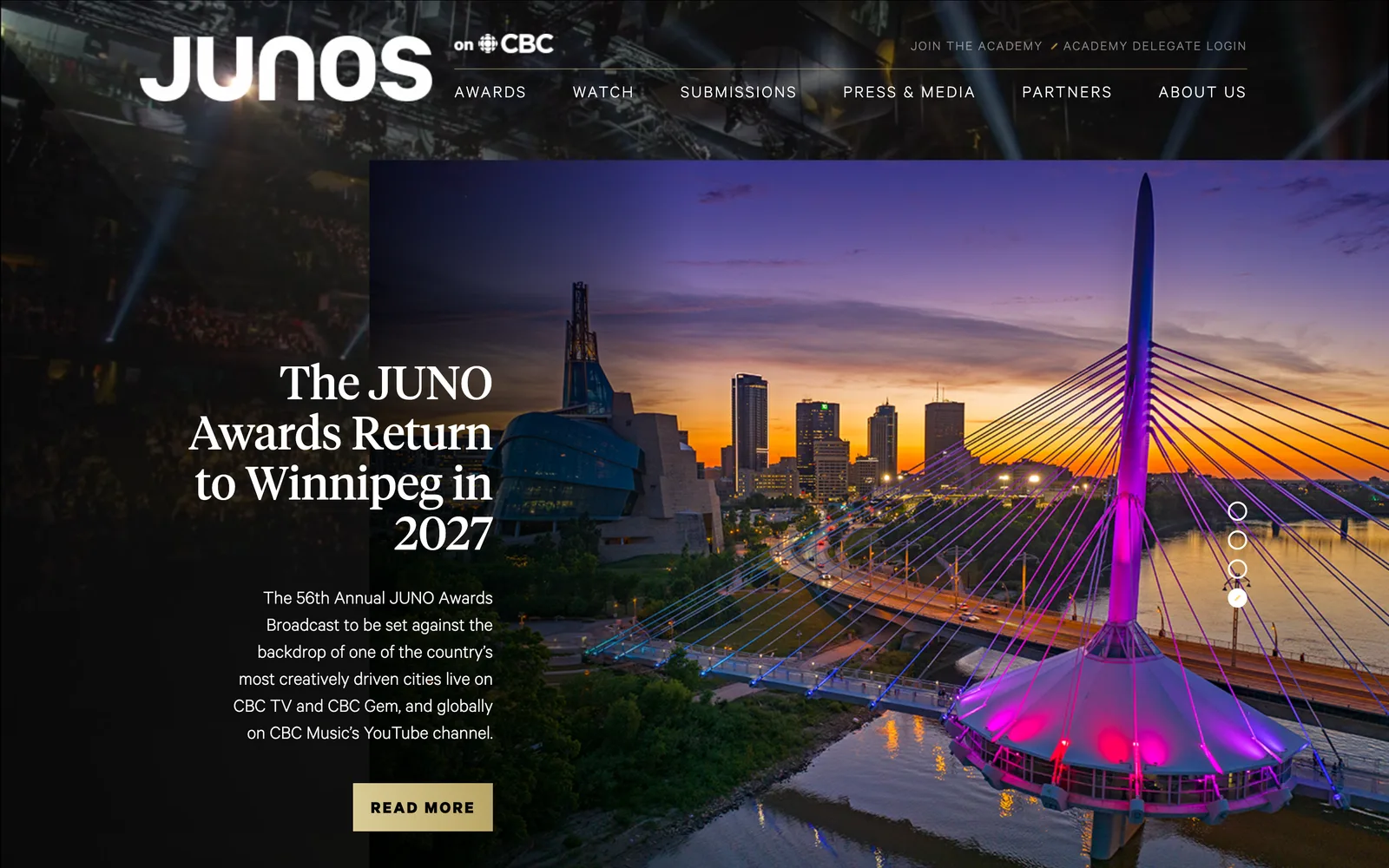 The JUNO Awards, Fiftieth-anniversary interactive timeline. (desktop)