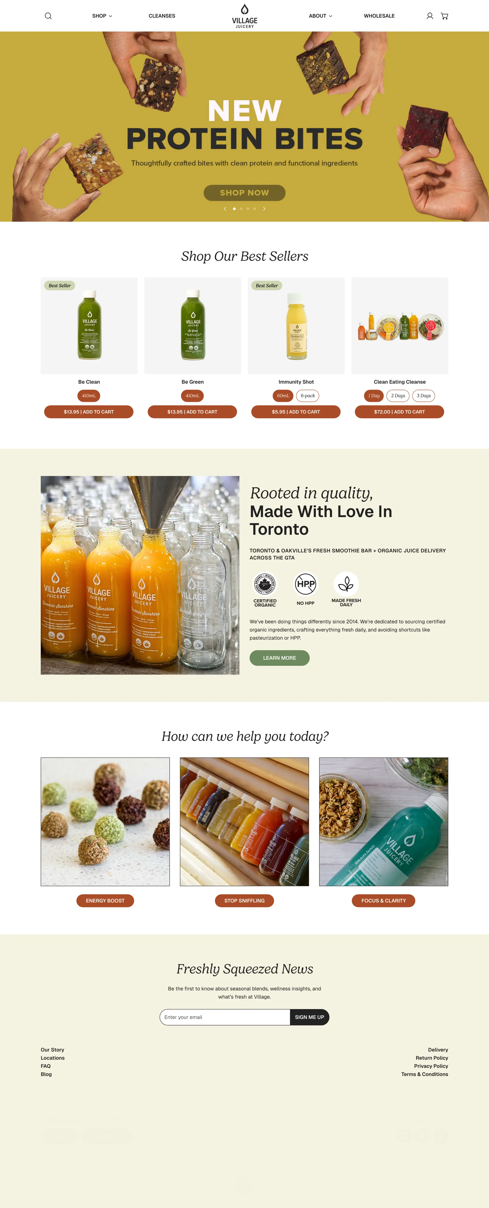 Village Juicery homepage